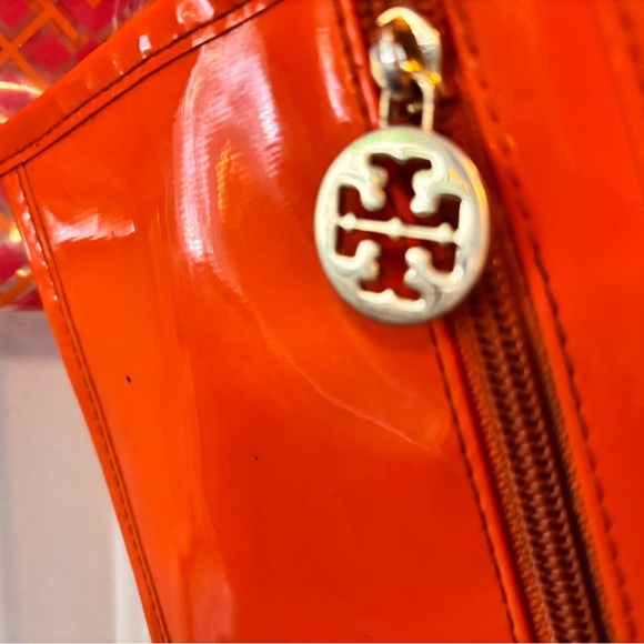 Tory Burch Orange Tote Bag with Geometric Pattern - Picture 3 of 4